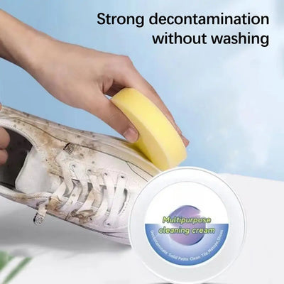Shoe Cream White Shoe Paste Cream Set with Sponge for Sneaker Polish Stain Removal Multifunctional Trainers Cleaner Kit Quick