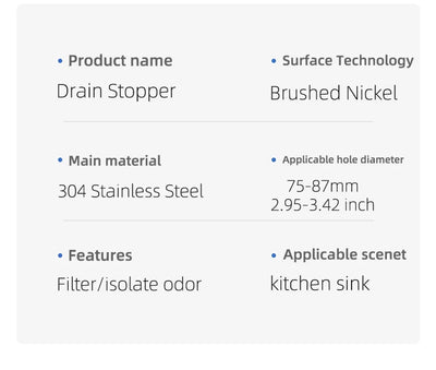 3 in 1 Kitchen Sink Drain Strainer -Stainless Steel